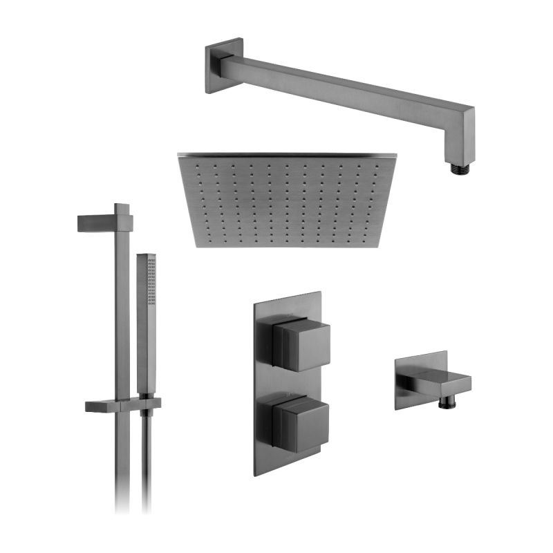 Tablet Notion Concealed Thermostatic Showering Package with Single Function Slide Rail Kit, 2 Outlet