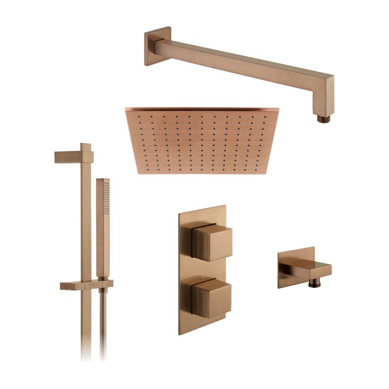 Tablet Notion Concealed Thermostatic Showering Package with Single Function Slide Rail Kit, 2 Outlet