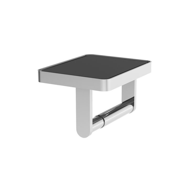 Toilet Roll Holder with Black Glass