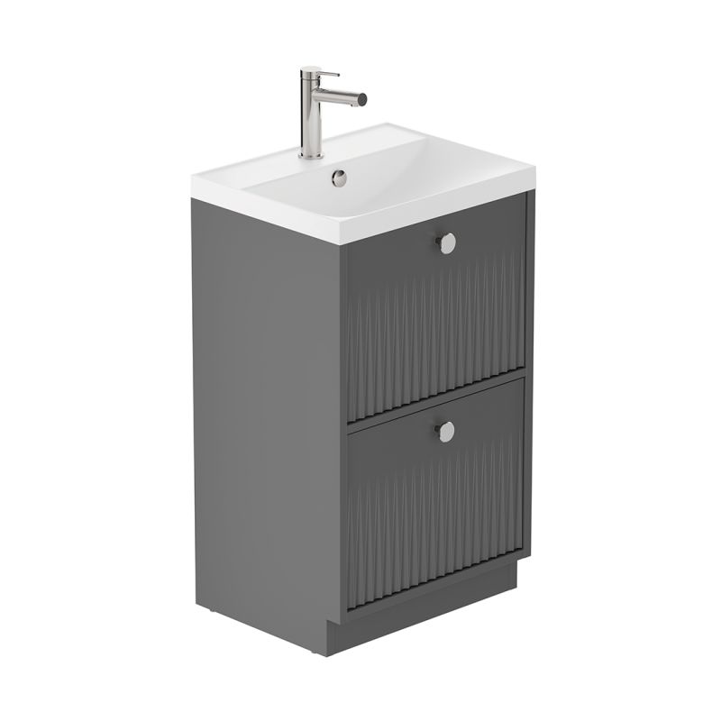 Safari Fluted Floor Mounted Vanity, 500mm