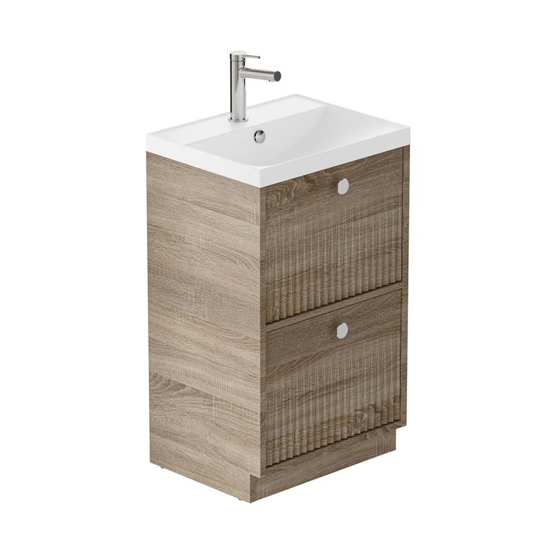 Safari Fluted Floor Mounted Vanity Unit, 500mm