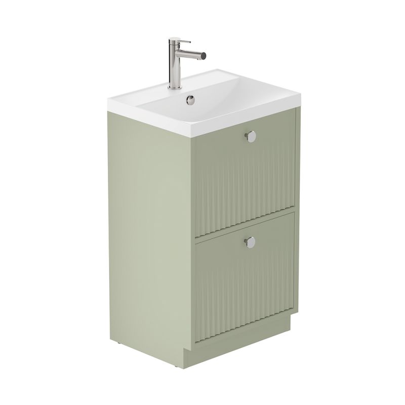 Safari Fluted Floor Mounted Vanity, 500mm