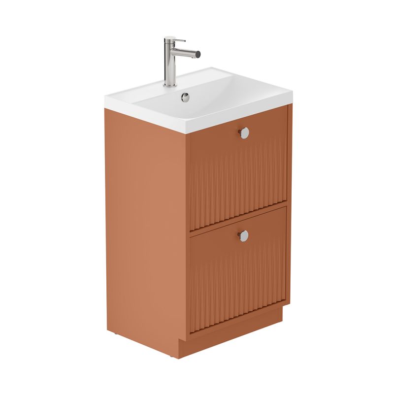 Safari Fluted Floor Mounted Vanity Unit, 500mm
