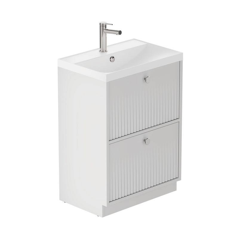 Safari Fluted Floor Mounted Vanity Unit, 600mm 