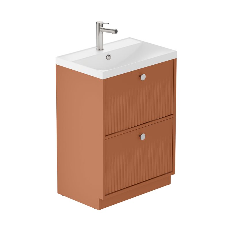 Safari Fluted Floor Mounted Vanity Unit, 600mm 