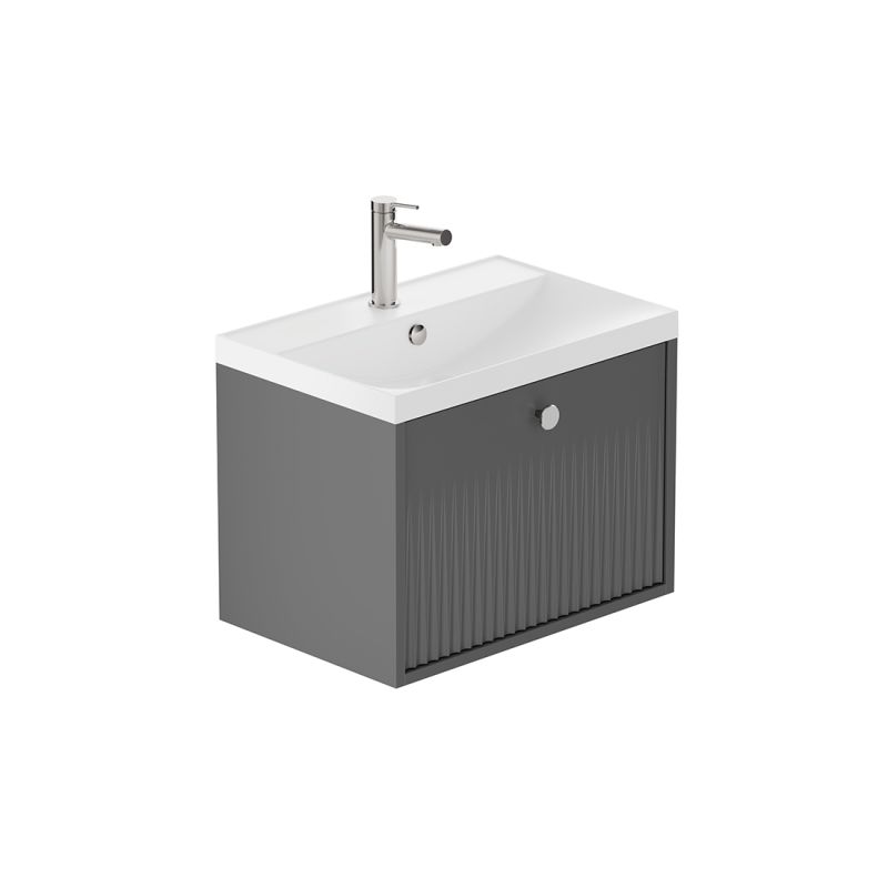 Safari Fluted Wall-Hung Vanity Unit, 600mm 