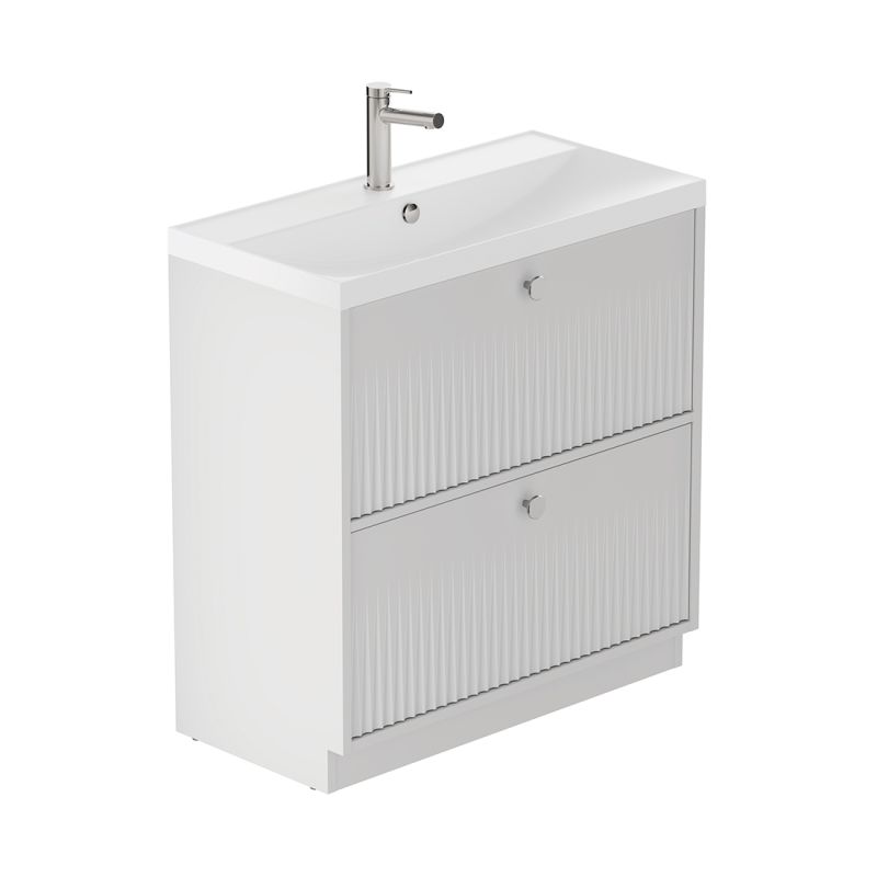 Safari Fluted Floor Mounted Vanity Unit, 800mm