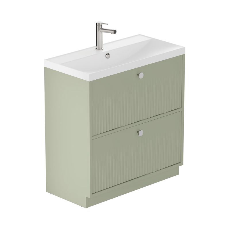 Safari Fluted Floor Mounted Vanity Unit, 800mm