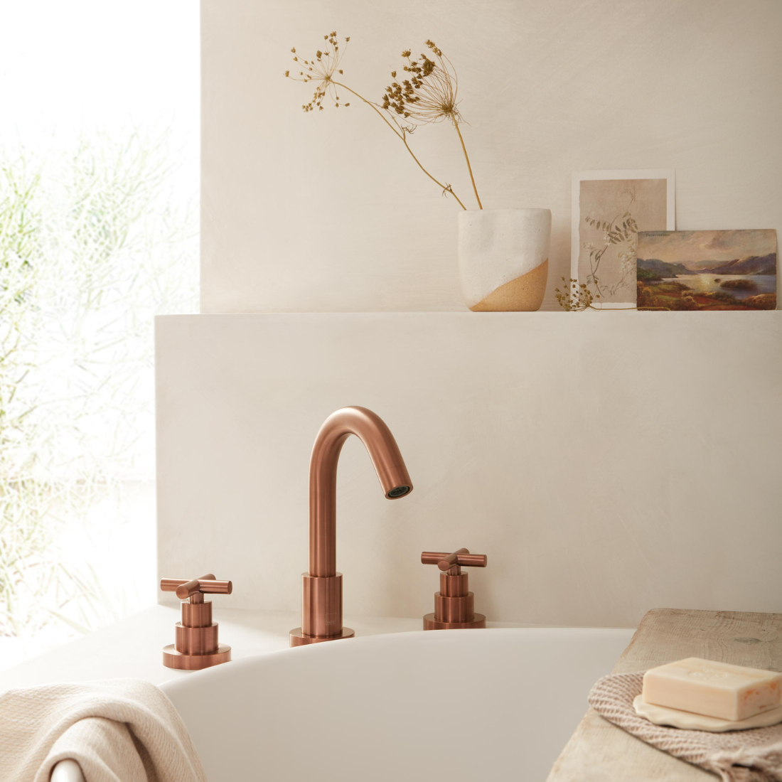 Brushed Bronze Elements Deck Mounted Basin Mixer